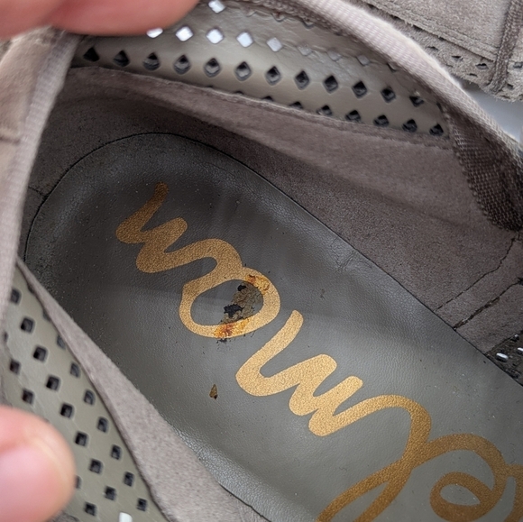 Sam Edelman Paula tan perforated suede leather wedge heel ankle boot 7.5 - Picture 8 of 12